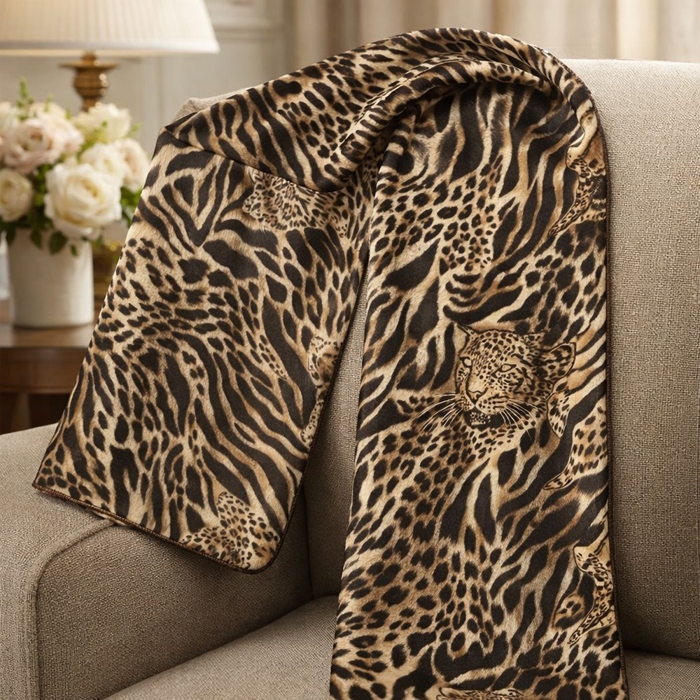 Beautiful Vintage Leopard Print Long Mesh Scarf Wrap